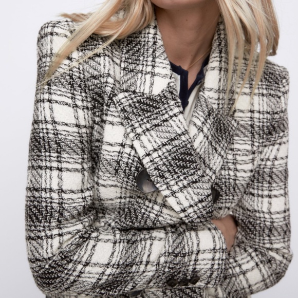 Zara Jackets & Blazers - ZARA TEXTURED PLAID BLAZER